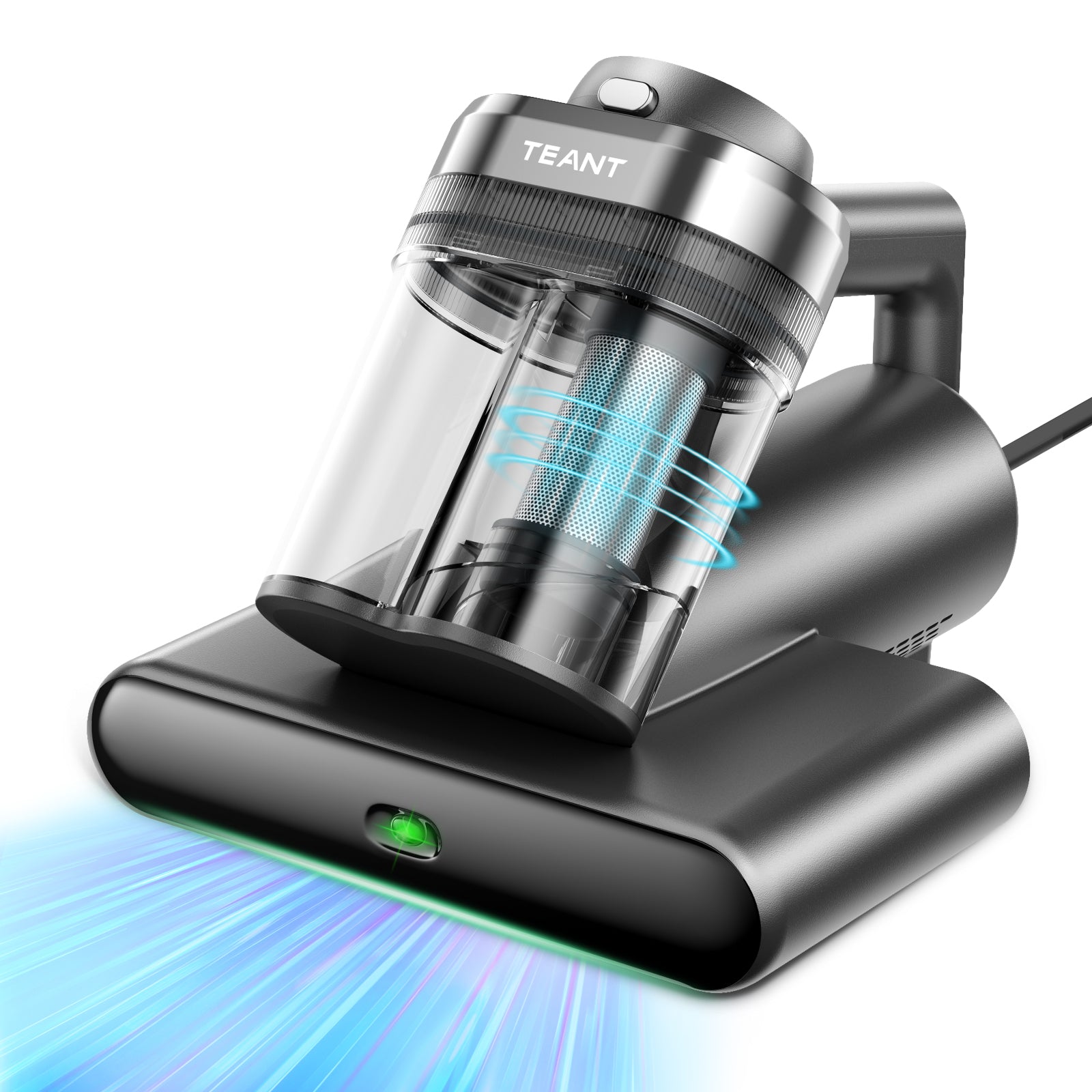 Teant Powerful Mattress Bed Vacuum Cleaner, 2-Speed (14kPa/18kPa) Mattress Vacuum with Green Light Dust Detection, 253.7nm UV-C Light, LED Display, HEPA Filter, 149℉ Heat, Aroma for Bed Couch Carpet