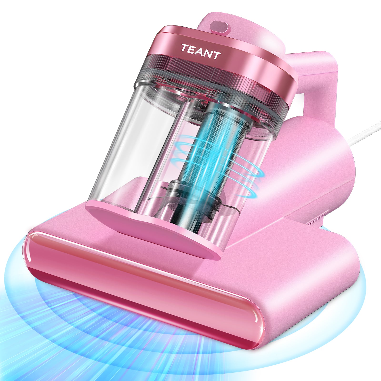 Teant Mattress Vacuum Bed Vacuum Cleaner with 253.7nm UV-C Light, Hyper Helix Motor with 16kPa Strong Suction & 33000 RPM/Min Tapping, HEPA Filter, 149℉ Heat & Ultrasonic & Anion for Bed and Pet
