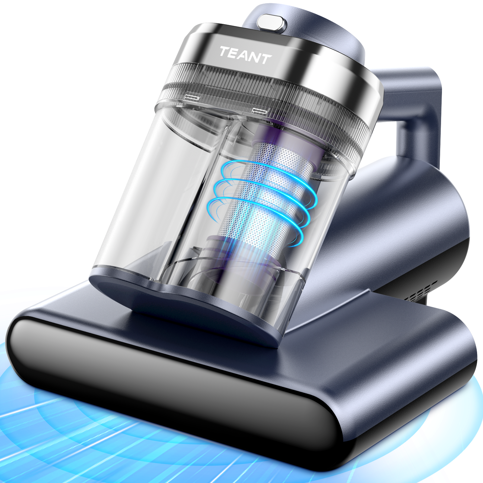 Teant Upgrade Cordless Mattress Vacuum with 18kPa Ultra-Deep Suction, 2-Speed Bed Vacuum with 33000 RPM/Min Roller Brush, 253.7nm UV-C Light & LED Display, HEPA, 149℉ Heat, Aroma & Anion for Bed Sofa