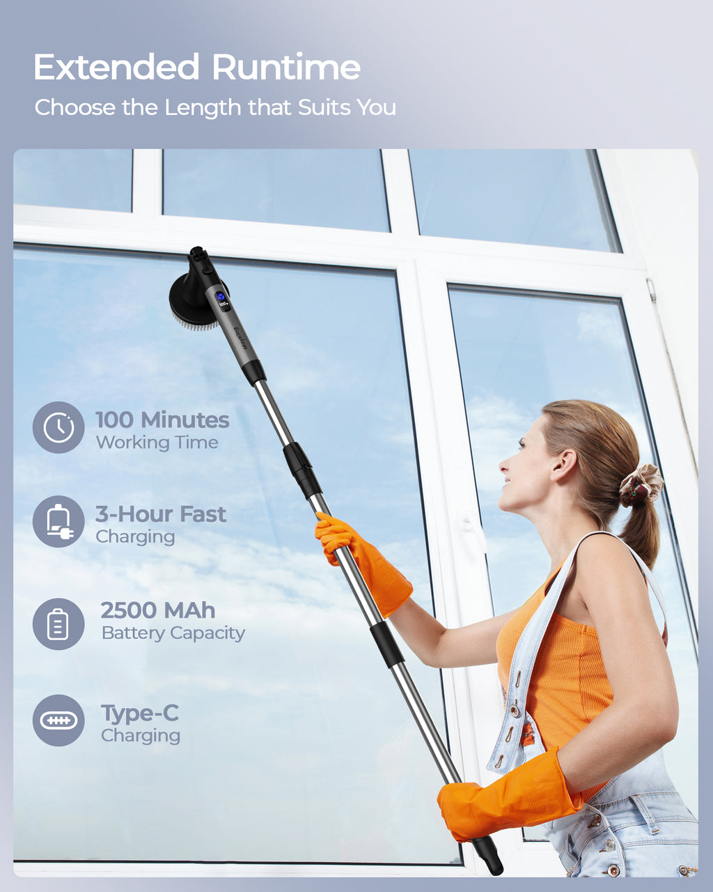 MayKing Electric Spin Scrubber with 9 Brush Heads, 3-Angle & 4-Length Adjustable Cordless Power Scrubber, 3-Speed & Battery LED Display, Electric Scrubber for Cleaning Bathroom Bathtub Floor Tiles