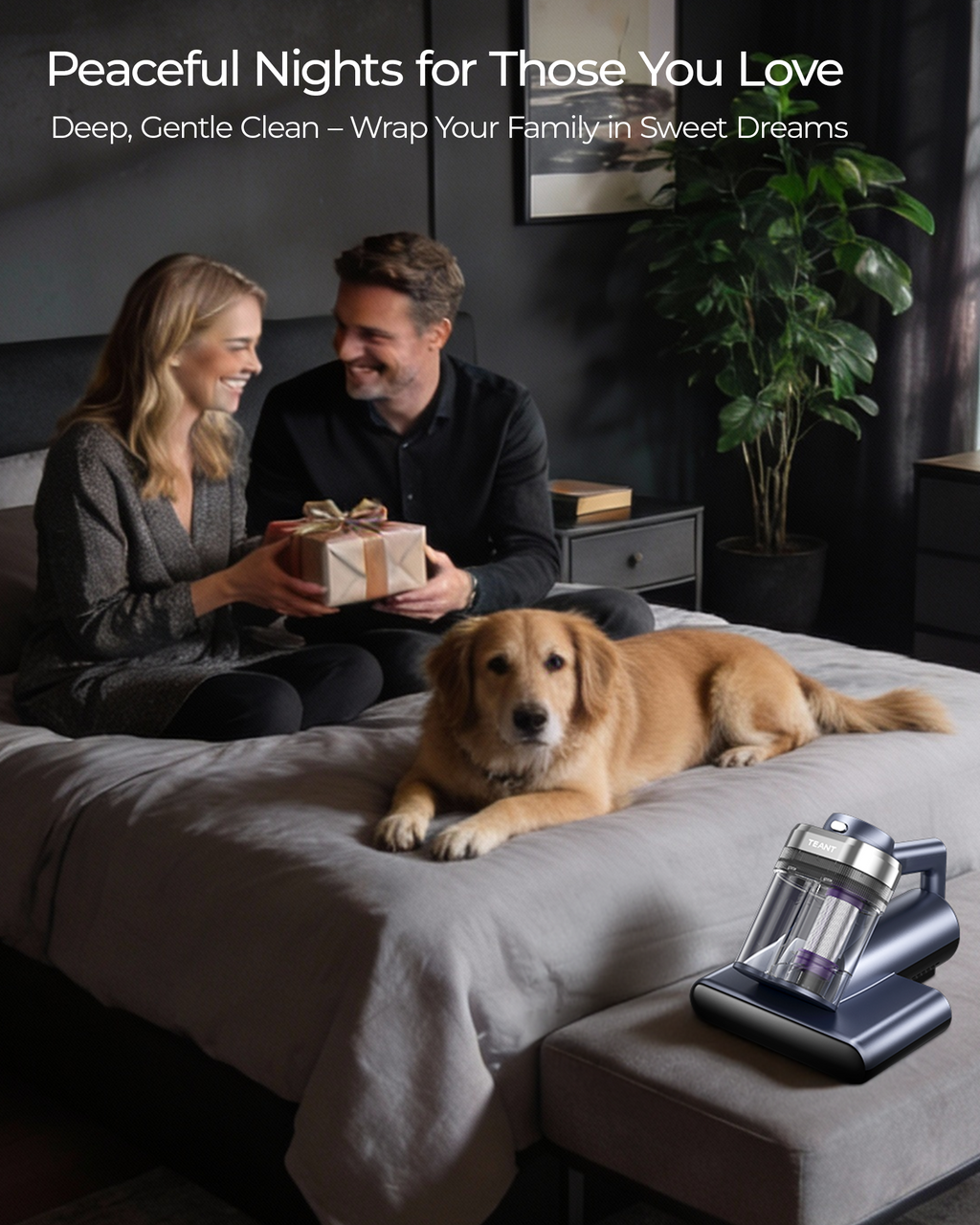 Teant Upgrade Cordless Mattress Vacuum with 18kPa Ultra-Deep Suction, 2-Speed Bed Vacuum with 33000 RPM/Min Roller Brush, 253.7nm UV-C Light & LED Display, HEPA, 149℉ Heat, Aroma & Anion for Bed Sofa